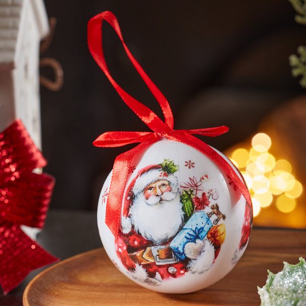 Vintage Santa Claus Christmas Bauble - Single