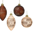 Brown Glass Christmas Bauble with Glitter Design