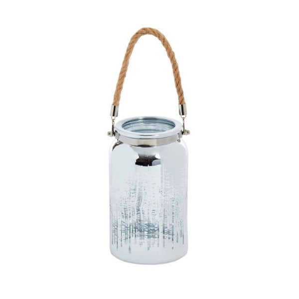 WonderWorld Tall Christmas Glass Lantern - Chrome - 18cm