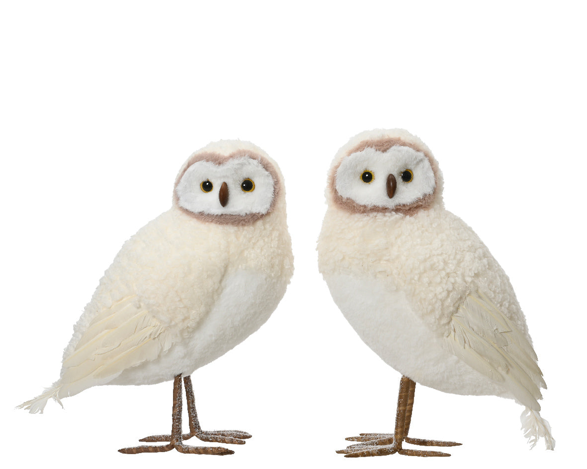 48cm Cream and Glitter Christmas Owl Standing Decoration - Individual
