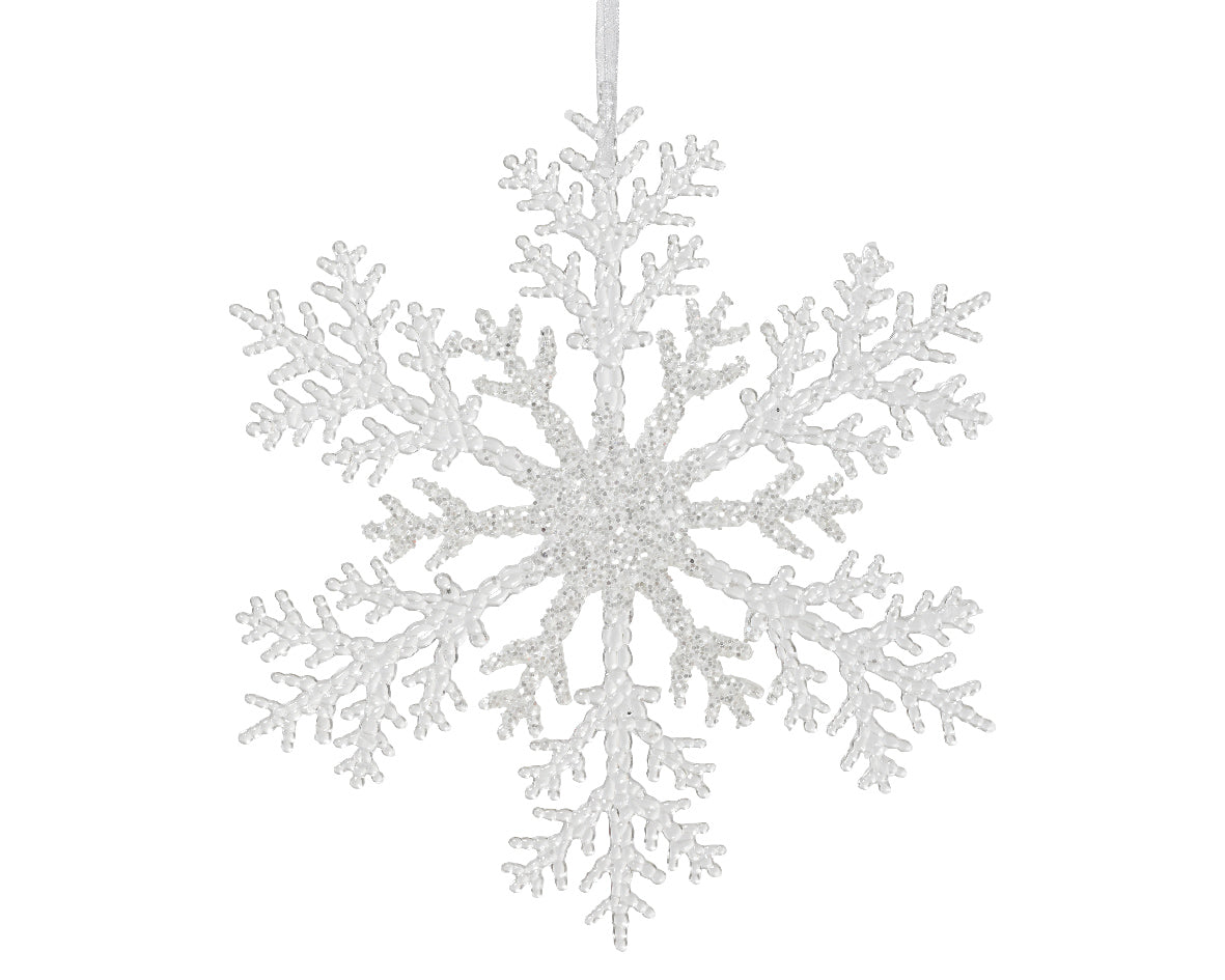 Hanging Snowflake with Glitter Finish