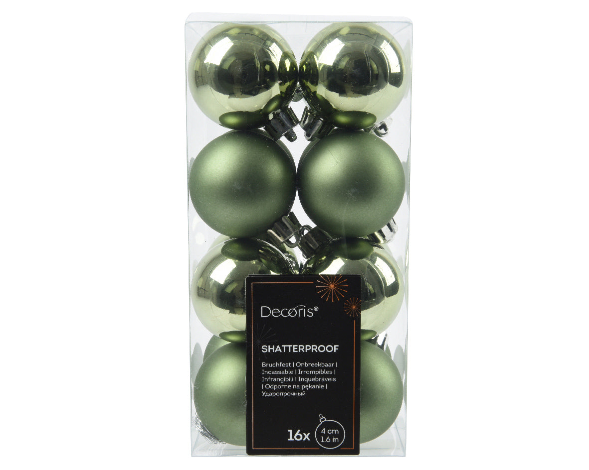 Rosemary Green Shatterproof Baubles - Box of 16 - 4cm