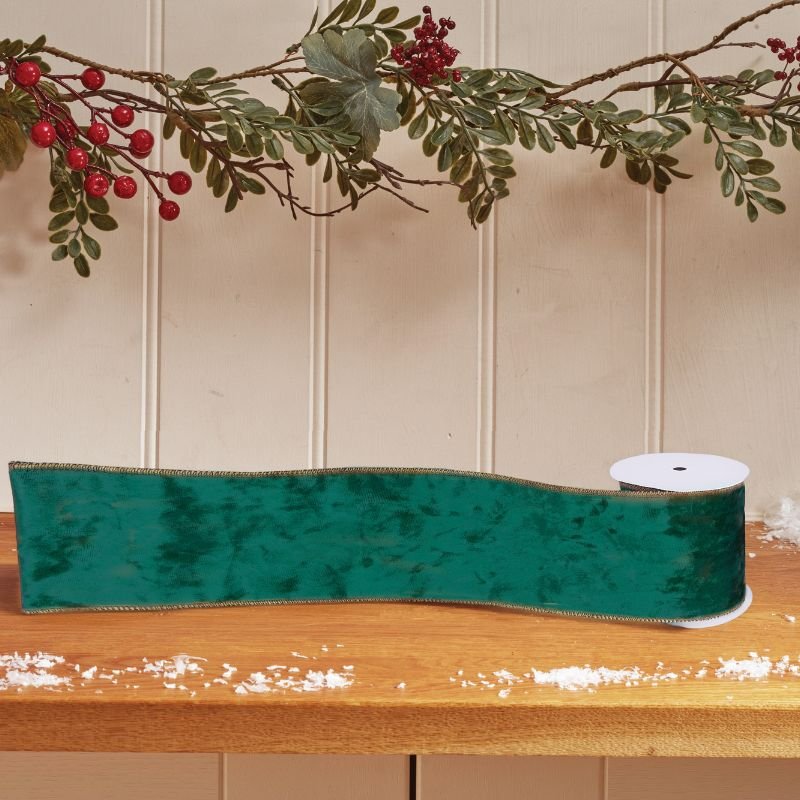 Green Deluxe Velvet Wired Ribbon 3m - 39mm