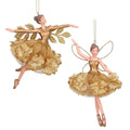 Gisela Graham - Gold Floribunda Resin Fairy Christmas Decoration Single - 15cm