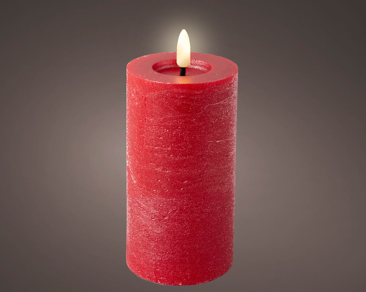 LED Christmas Red Wax Candle with Flame Effect - 15cm