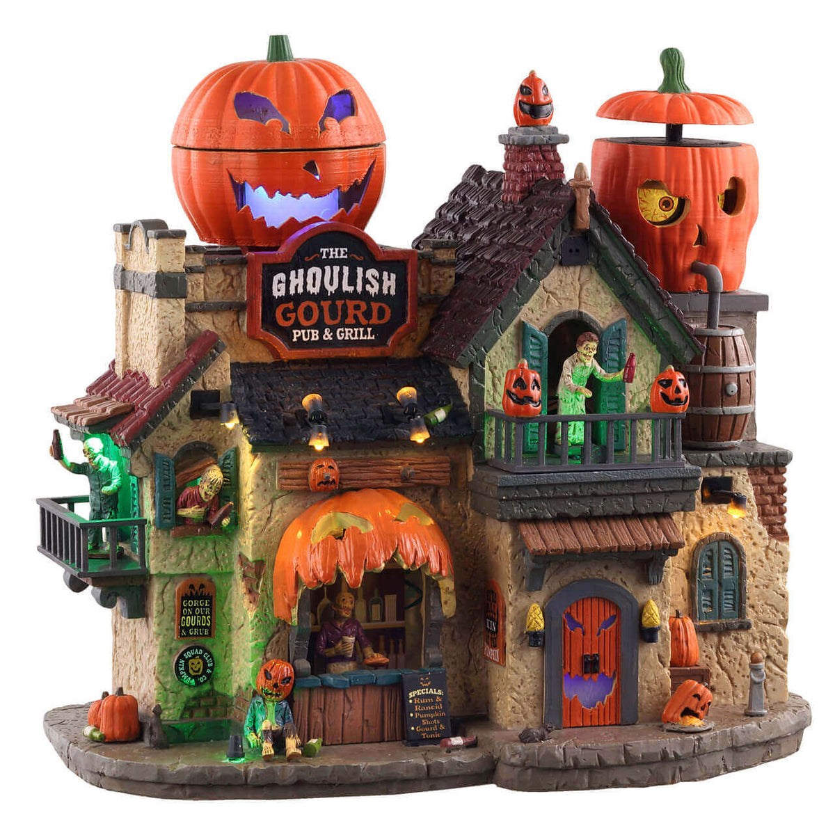 Lemax Spooky Town - The Ghoulish Gourd Pub & Grill with Lights, Sound & Motion