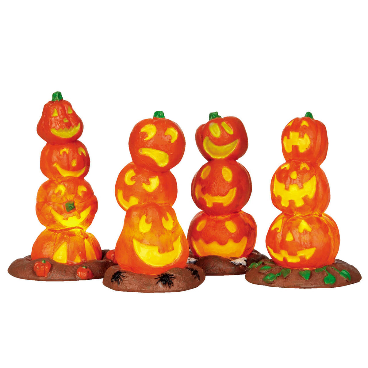 Lemax Spooky Town - Light Up Pumpkin Stacks - Set of 4