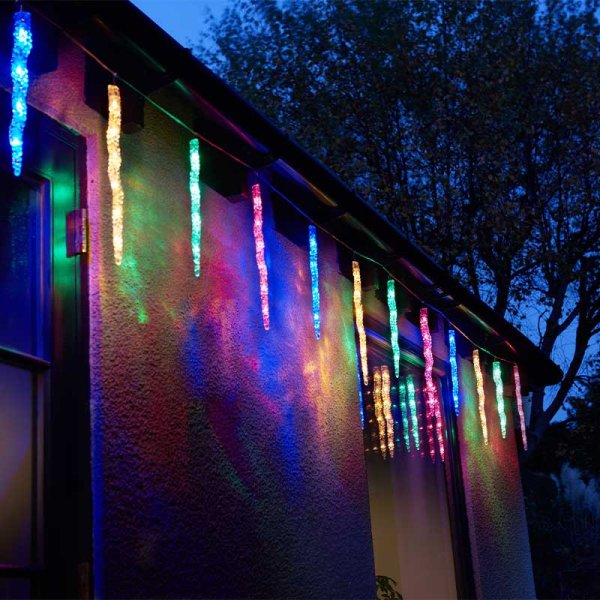 Smart Multicoloured & Cool White Duo Bulb Icicle Lights Low Voltage - Set of 10