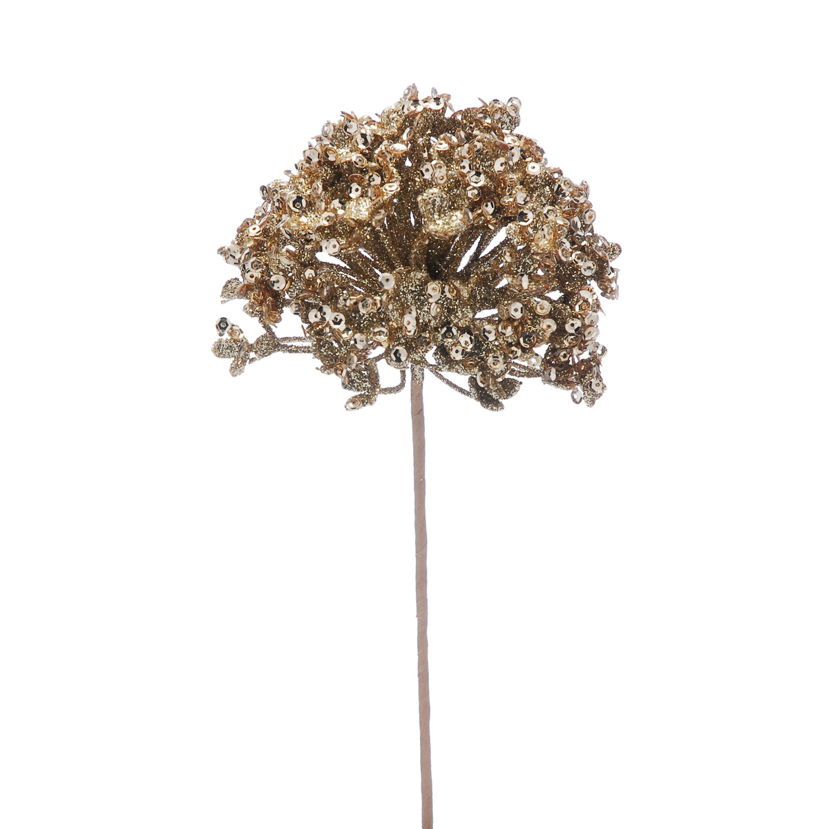 Champagne Gold Glitter Hydrangea Stem - 21cm