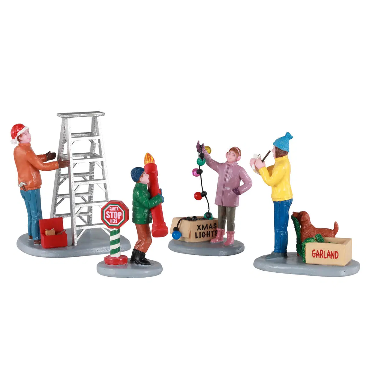 Lemax - Getting Ready To Decorate Christmas Village Figurines - Set of 4