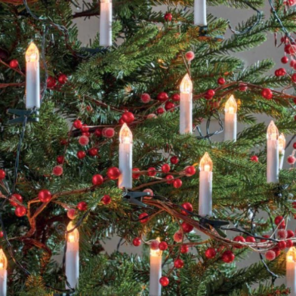 Traditional Clip On Christmas Tree Candles Low Voltage - Set of 50