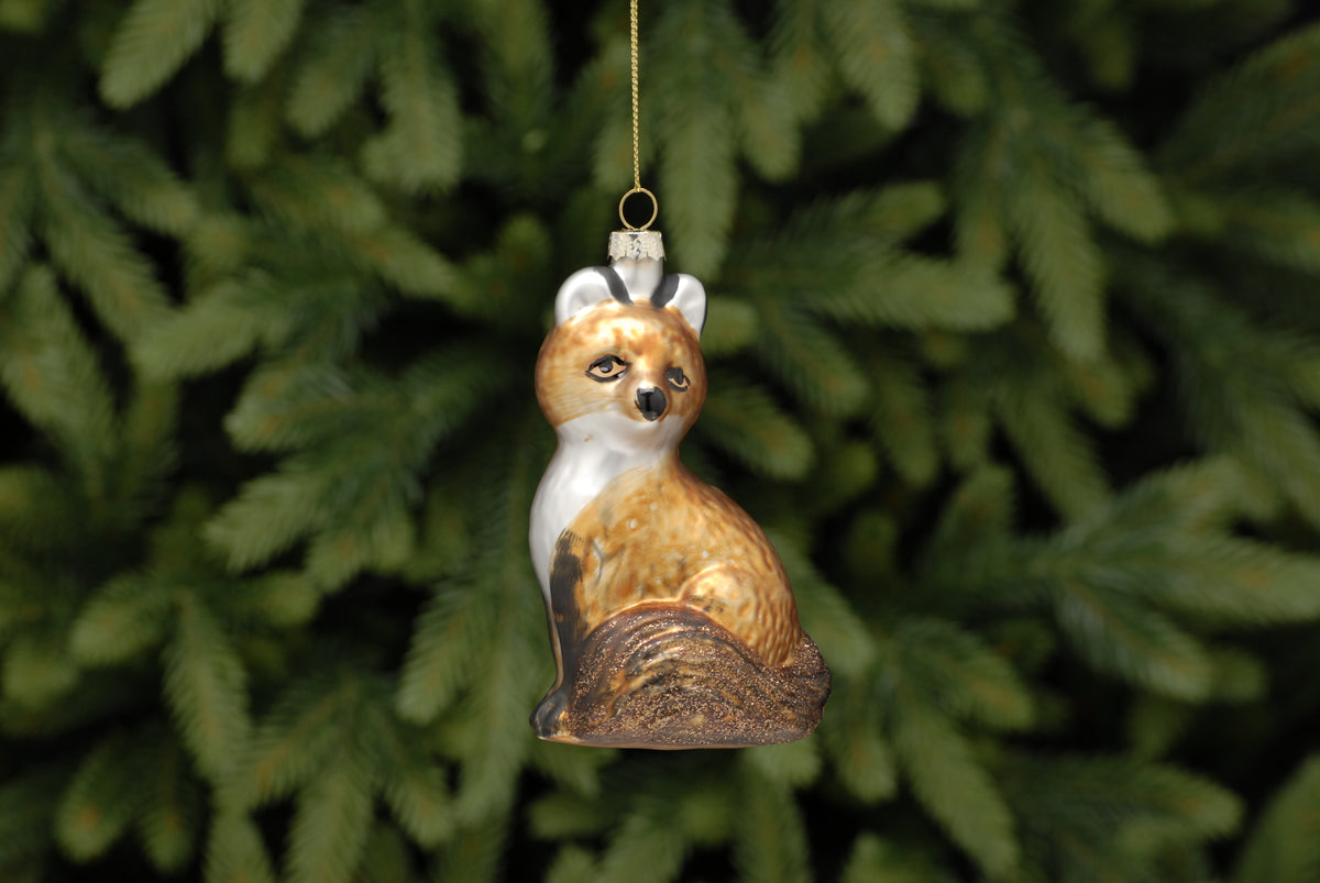 Novelty Glass Fox Hanging Decoration - 12cm
