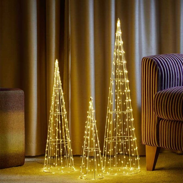 TreeCone Trio with 654 Warm White LED Lights