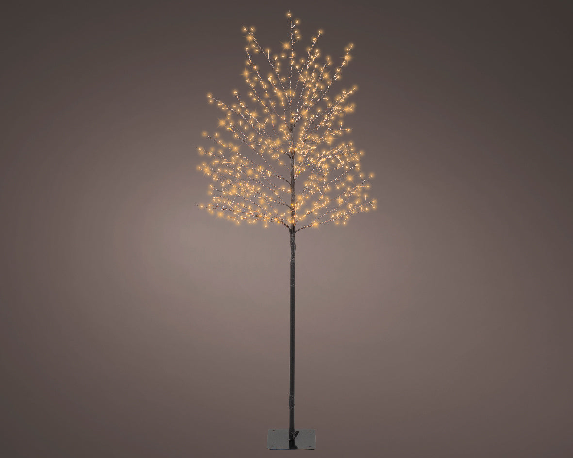 Outdoor Classic Warm Micro Bright LED Black Artificial Twig Tree with 480 Lights - 150cm