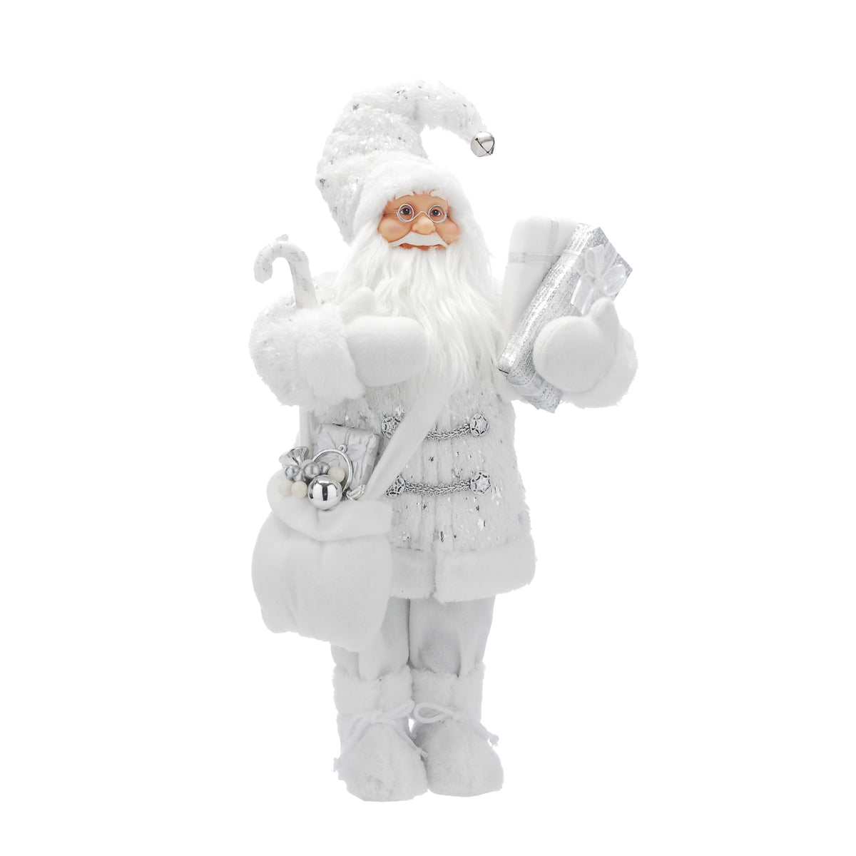 Standing White & Silver Star Santa Presents Christmas Ornament - 45cm