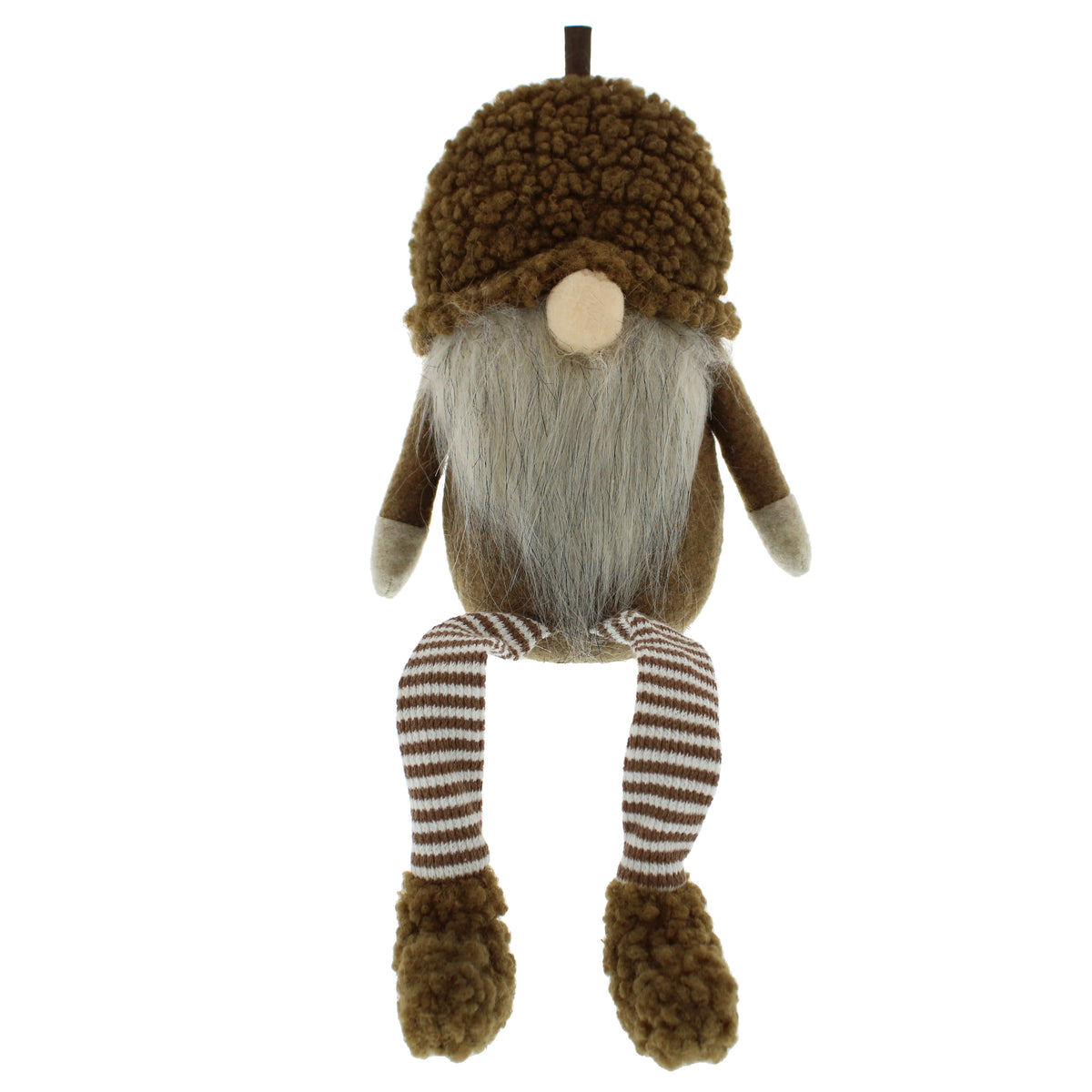 Fabric Dangly Legs Brown Gonk with Grey Beard Christmas Ornament