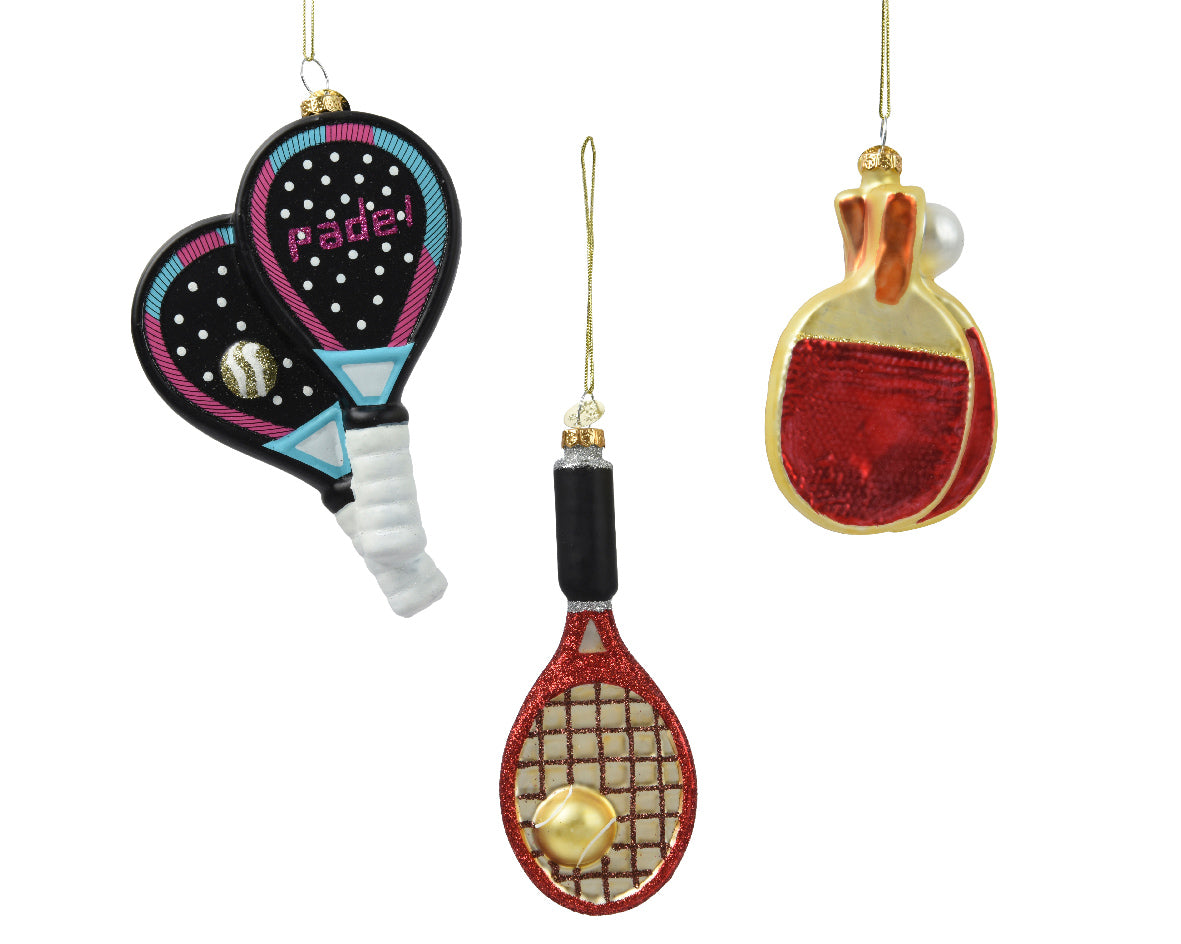 Glass Sports Racket Christmas Bauble