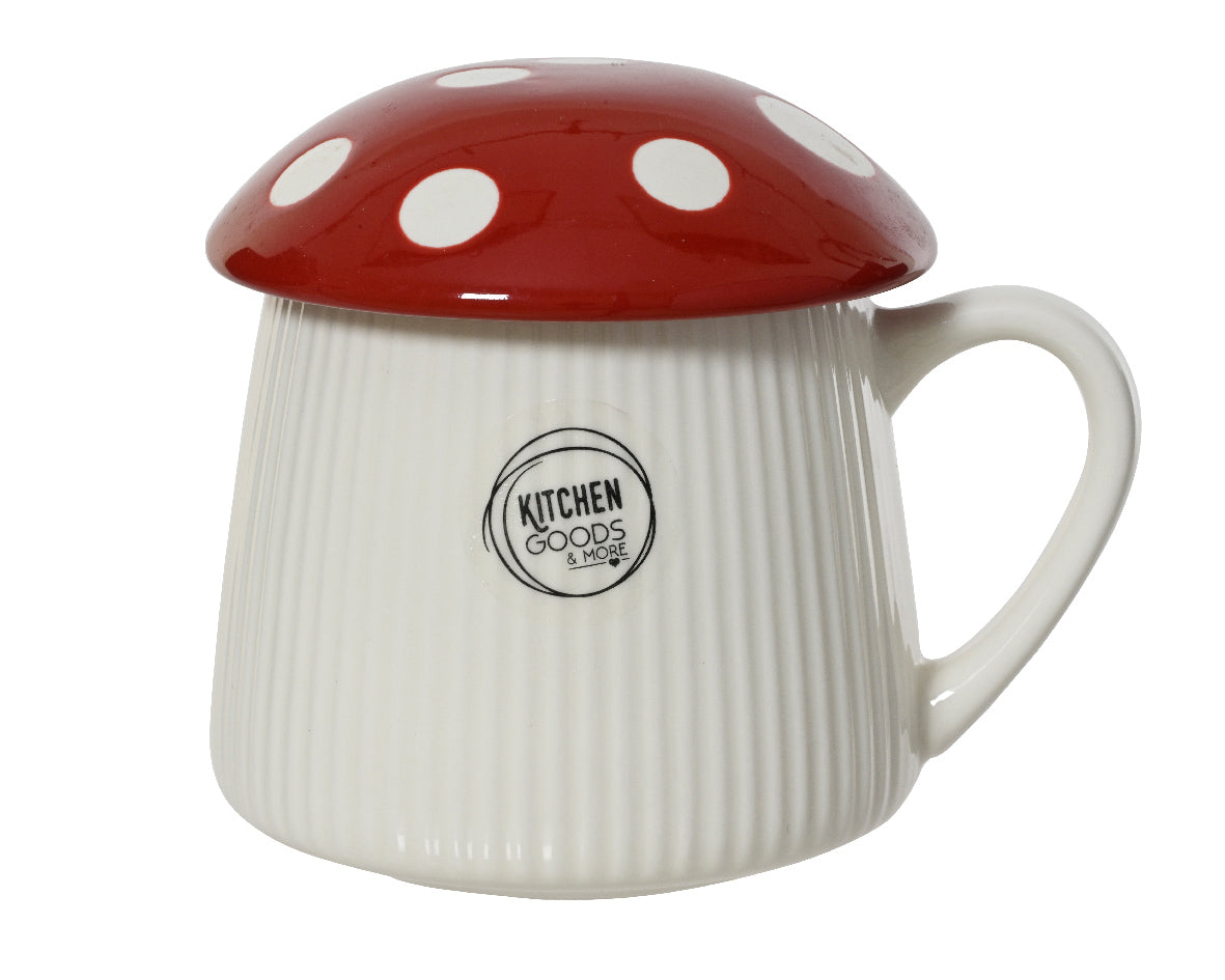 Porcelain Embossed Mushroom Mug with Lid
