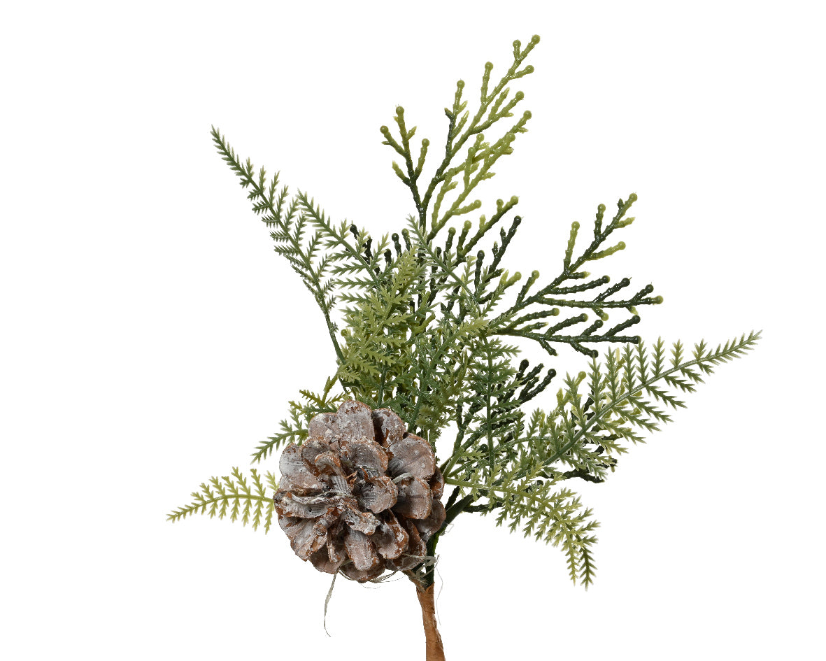 Winter Foliage & Pinecone Pick - 22cm