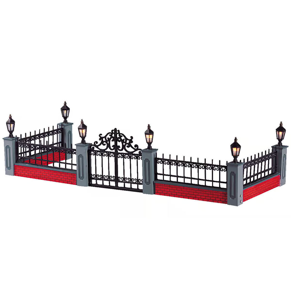 Lemax - Lighted Wrought Iron Fence - Set of 5 for Christmas Villages