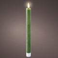 Set of 2 Green LED Wax Wick Dinner Candles - Real Flame Effect Technology