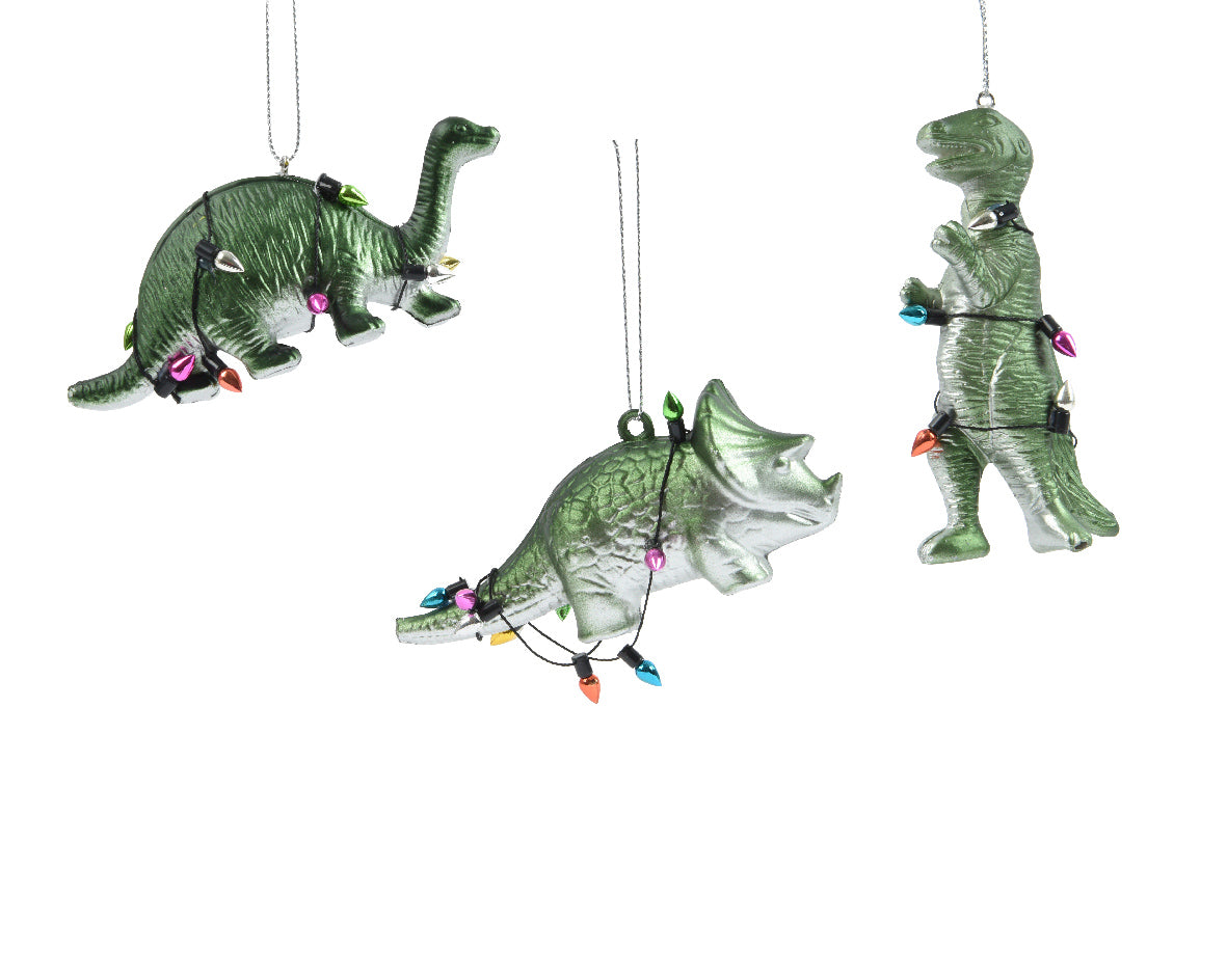 Dinosaur in Christmas Lights Novelty Christmas Bauble