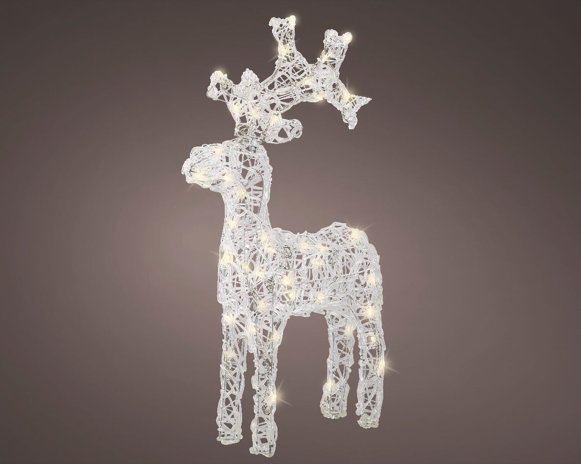Acrylic Reindeer Flashing Light Up Warm White Outdoor Decoration - 61cm