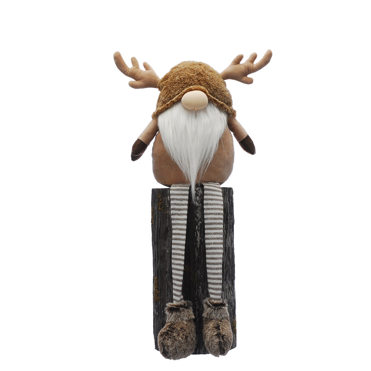 Cream and Brown Plush Dangly Legs Gonk In Antlers Christmas Ornament