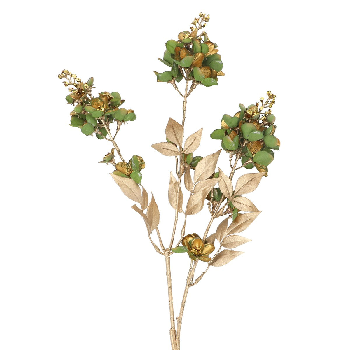 Gisela Graham -  Green & Gold Seeded Hydrangea Spray - 73cm