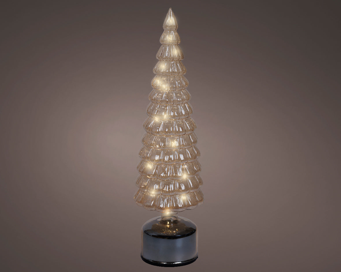 Large Micro LED Flashing Effect Rotating Tree Glass Ornament - 39cm