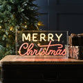 Light Up Red & Warm White Neon Merry Christmas Sign