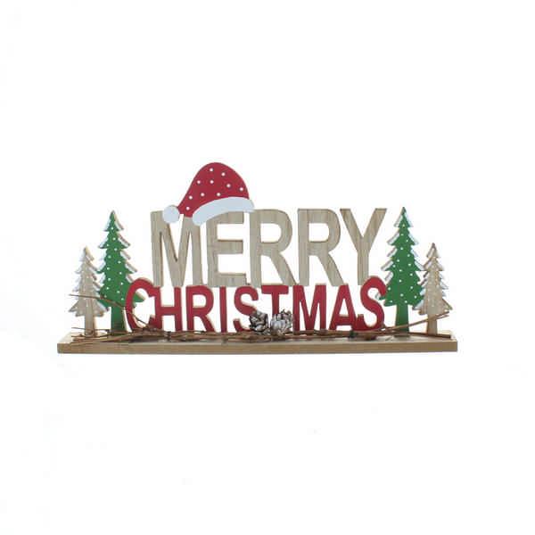 Red & Green 74cm Wooden Merry Christmas Sign