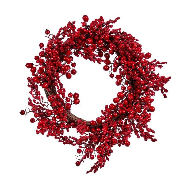 Red BerryBurst Artificial Decorated Christmas Wreath - 60cm