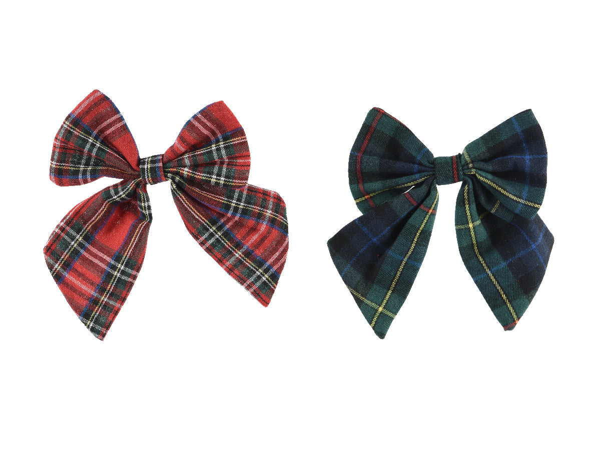 Plush Tartan Bow Christmas Decoration