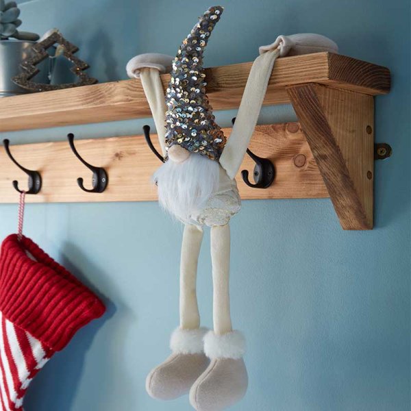 Champagne GlamJonk Sequin Christams Gonk - Hanging