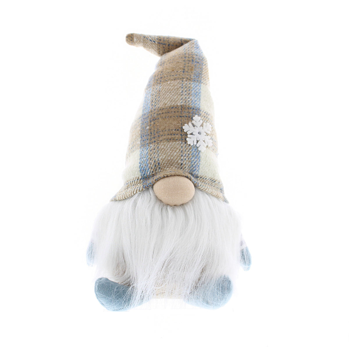 Sitting Beige Tartan Hat Gonk Christmas Ornament