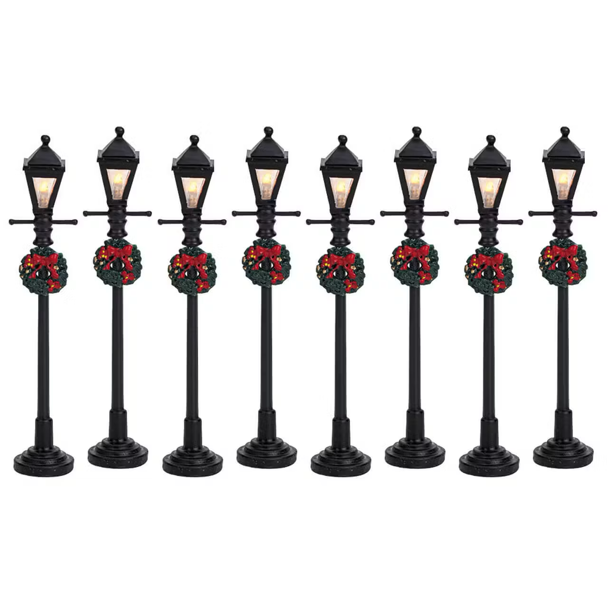 Lemax LED Light Up Gas Lantern Street Lamp - Set of 8