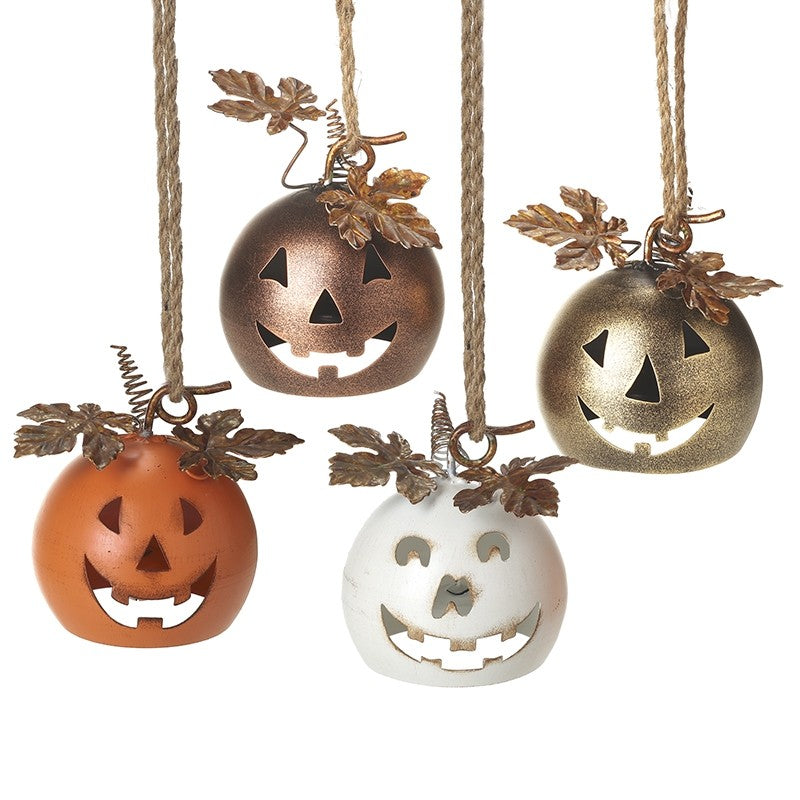 Hanging Metal Jack-O-Lantern Face Pumpkin