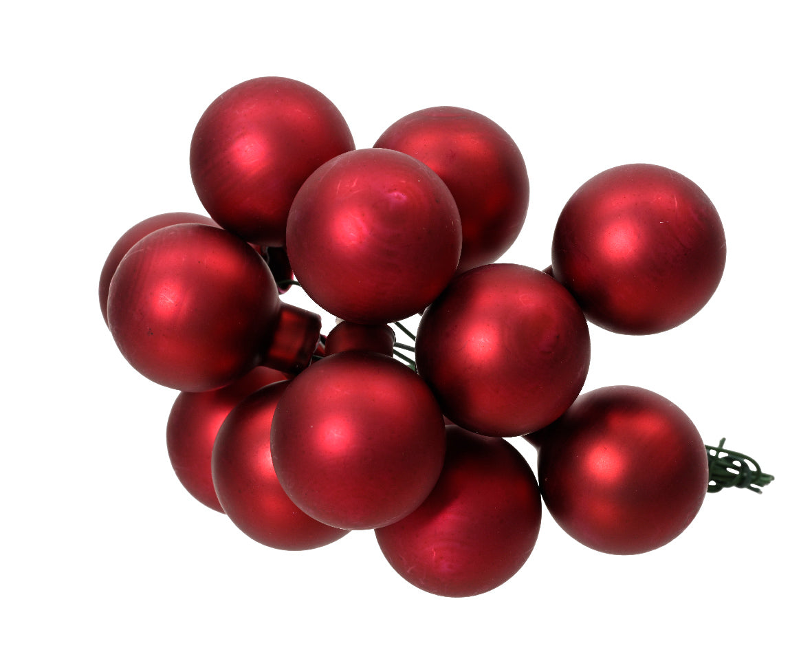 Oxblood Mini Glass Baubles on a Wire - Bunch of 10 (2cm) - Matt Finish