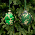 Swirl Leaf Baubles with Shiny or Matt Green Detailing