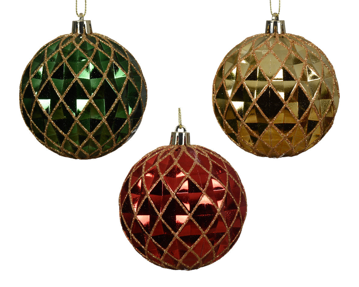 Shatterproof Glitter Trellis Bauble - 8cm
