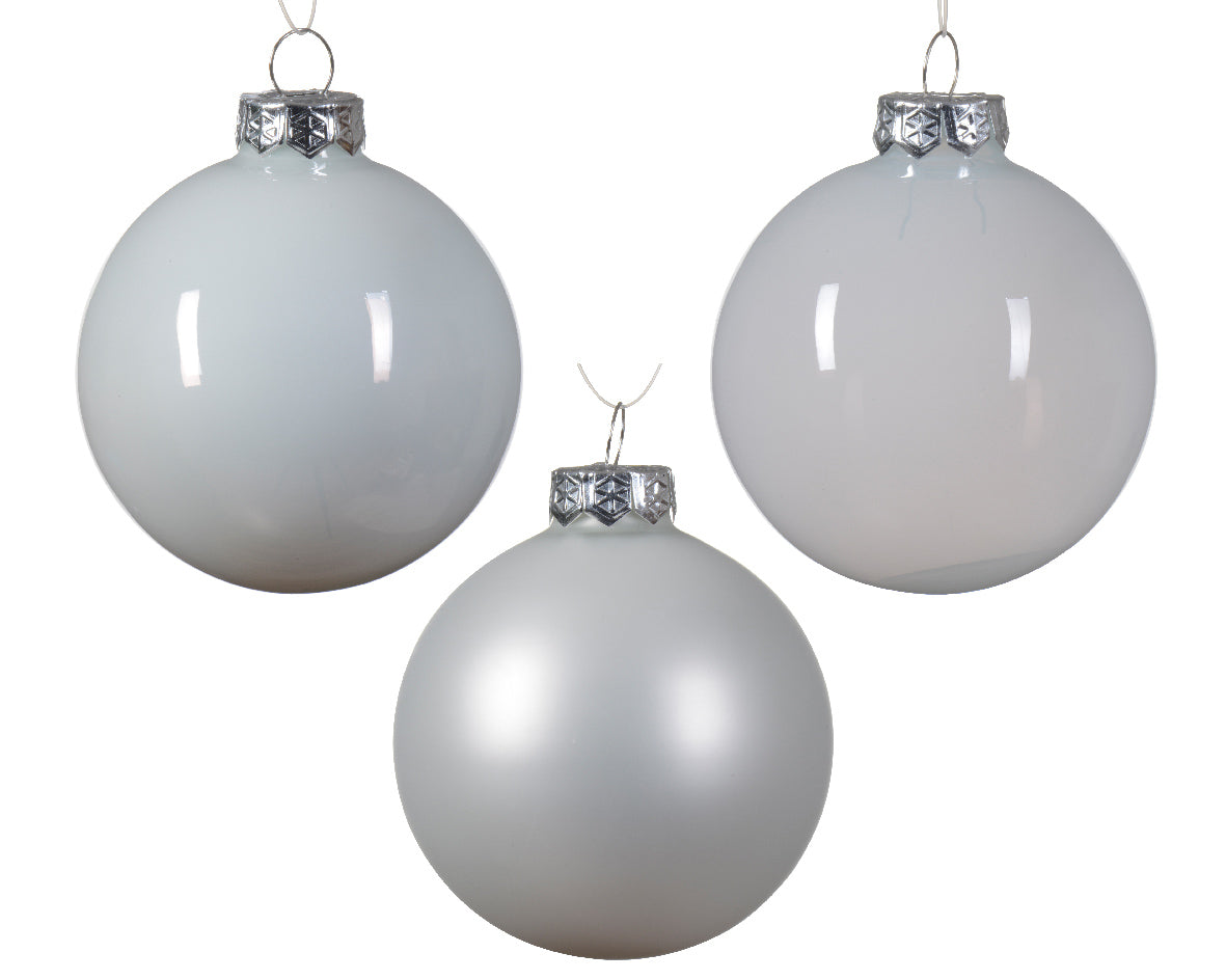 Winter White Glass Baubles - Set of 21