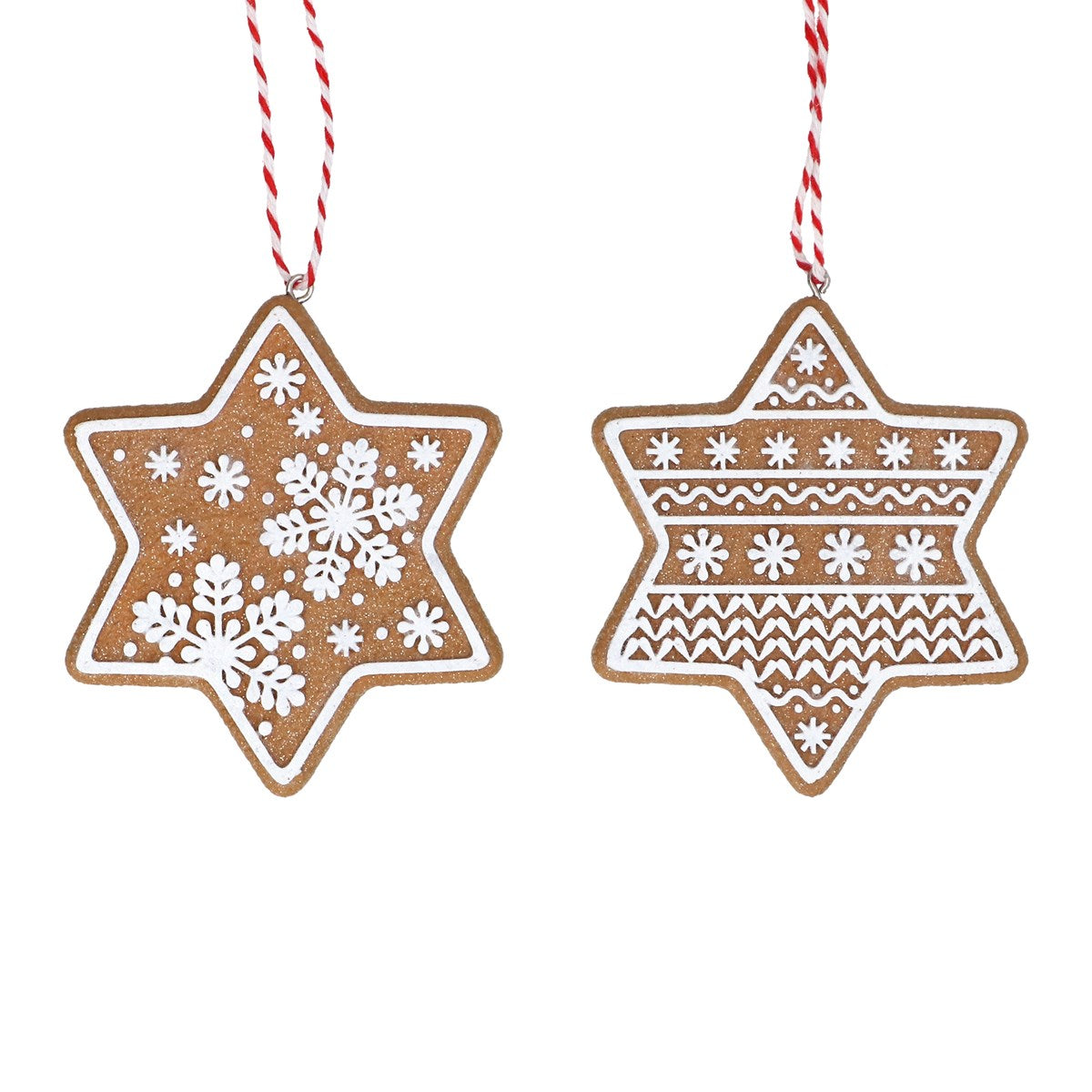 Gisela Graham - Iced Gingerbread Star Hanging Decoration Single - 8cm