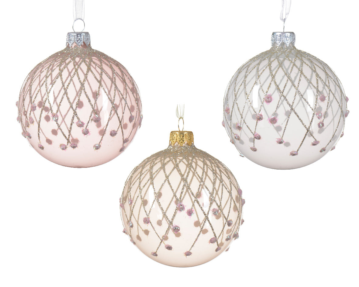 Clear Glass Bauble with Glitter Design