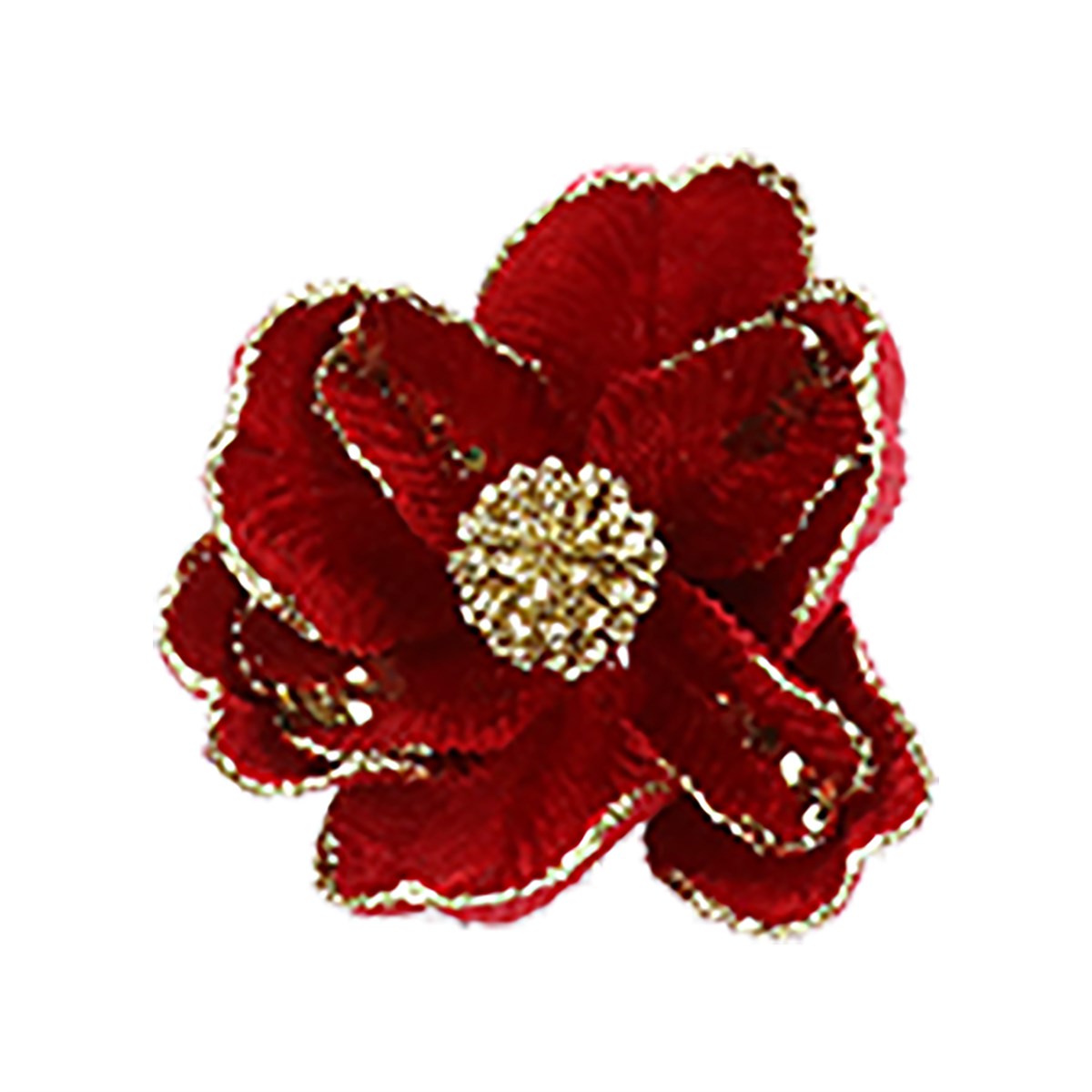 Gisela Graham - Red Velvet Fabric Poinsettia Clip - 11cm