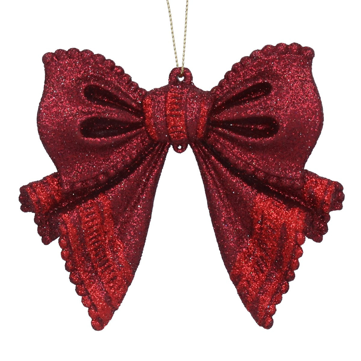 Gisela Graham - Red Glitter Bow Acrylic Hanging Decoration - 11cm