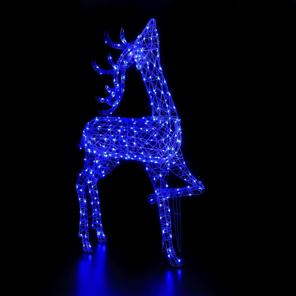 NOMA 2m Giant White Rattan Blenheim Stag Reindeer with 400 Colour Changeable LEDs & Remote Control