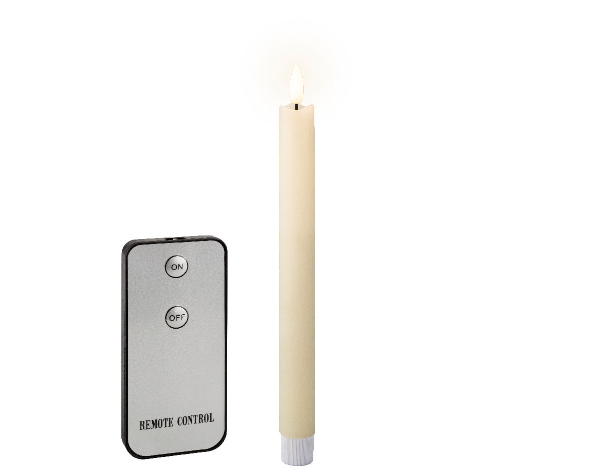 LED Set of 4 Cream Wax Dinner Candles with Flame Effect