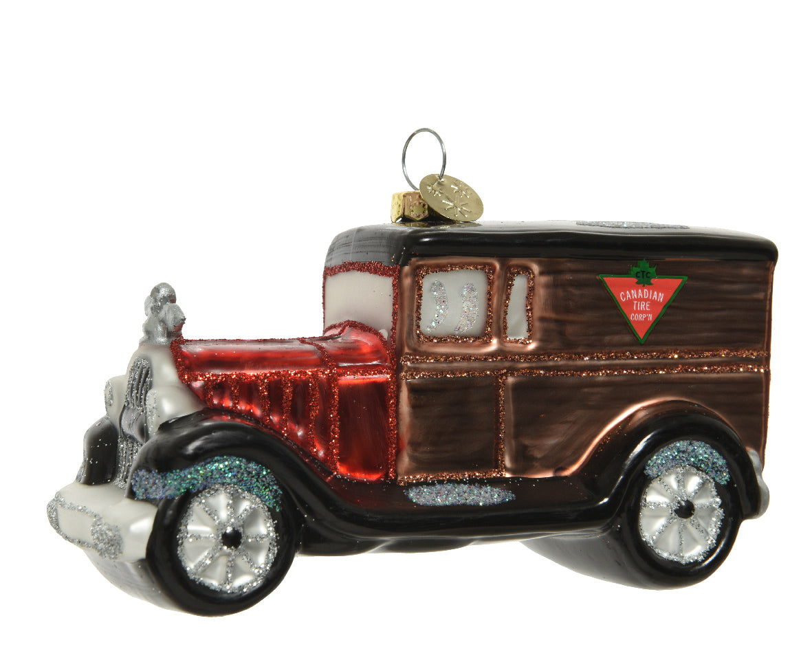 Glass Traditional Motor Car with Christmas Bauble
