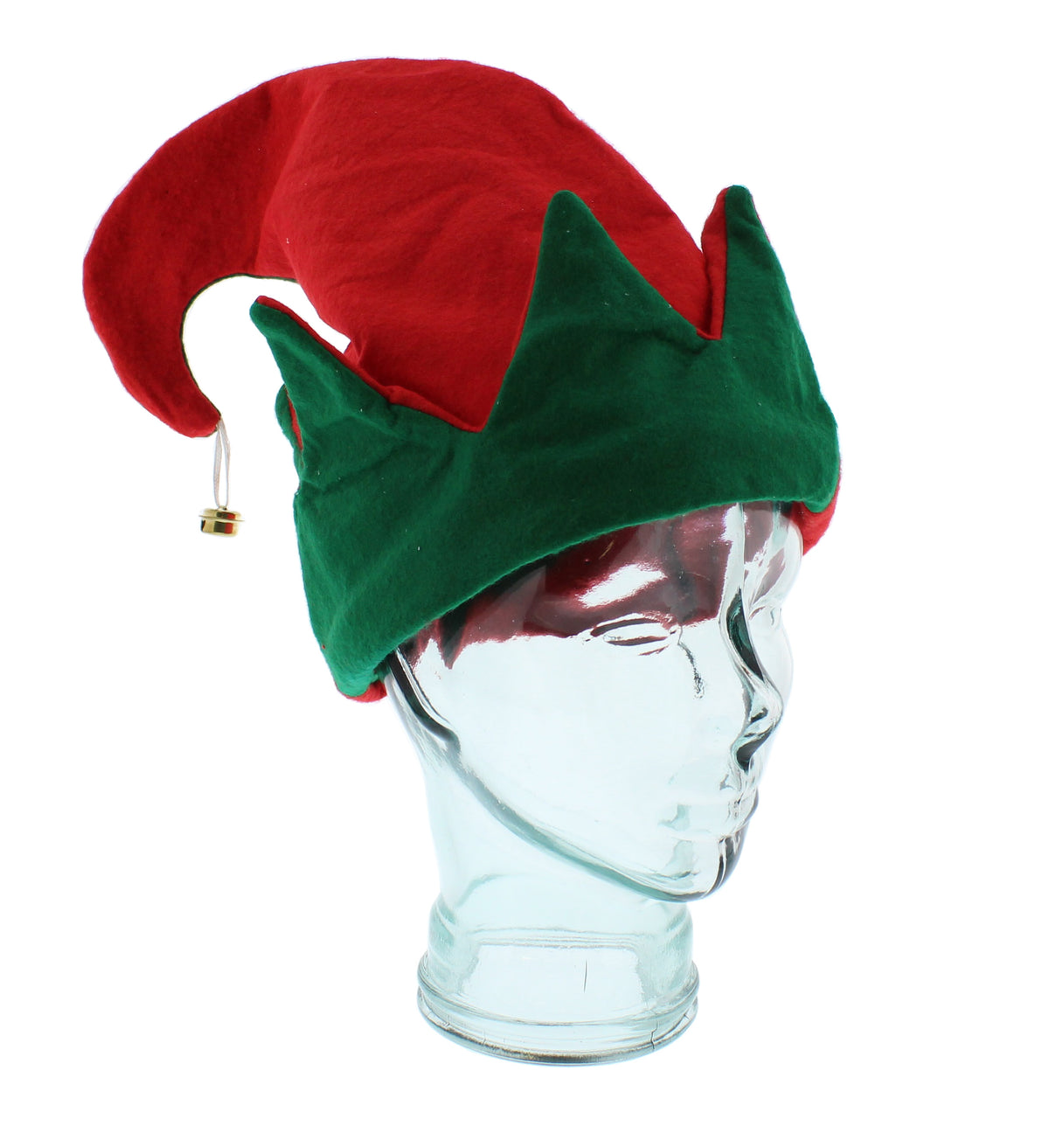 Red & Green Elf Christmas Hat with Bell